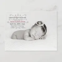 Elegant Scroll Mod Baby Girl Arrival Announcement