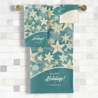 Stylized Starfish & Sand Dollars Pattern#25 ID1009 Bath Towel Set