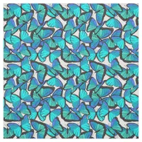 Pretty Blue and White Morpho Butterfly Patterned Fabric