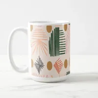 Caribbean Tribal Mudcloth: Boho Dark Green, Pink Coffee Mug