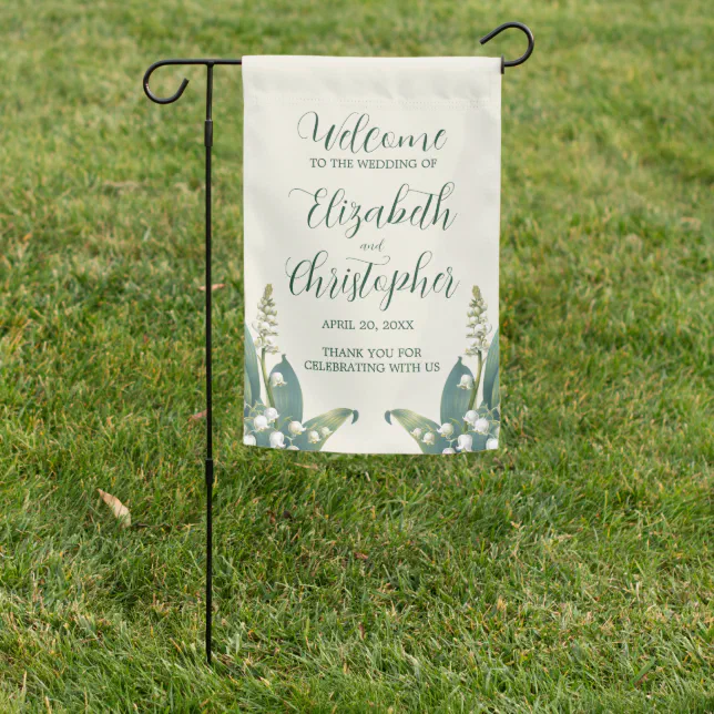 Elegant Lily of the Valley Floral Wedding Garden Flag