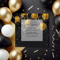 Elegant Black and Gold Balloon Birthday Invitation