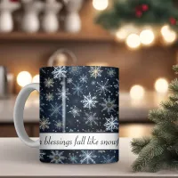 Elegant Blue Vintage Winter Snowflake Blessings Coffee Mug