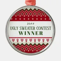 Ugly Sweater Knitted Hygge Angels Hearts Christmas Metal Ornament