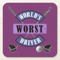 World's Worst Driver WWDc Square Paper Coaster