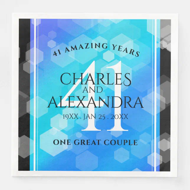 Elegant 41st Blue Topaz Wedding Anniversary Paper Dinner Napkins