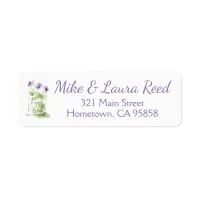 Lavender Watercolor Violets in a Mason Jar Label