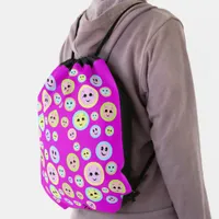 Happy faces in pastel - fun and cute  drawstring bag