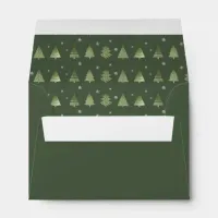 Christmas Trees and Snowflakes Pattern Green ID863 Envelope