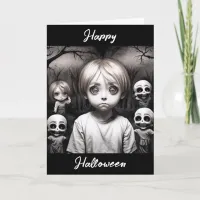 Happy Halloween | Creepy Child with Teddy Bear  Card