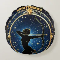 Sagittarius astrology sign round pillow