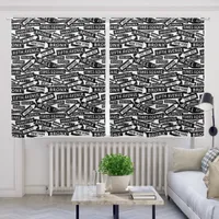 New York Street Signs Black and White Pattern Blackout Curtains