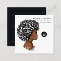 Black Woman Hair Stylist Square Business Card