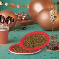 Red, Green & Gold Tapestry Pattern for Christmas Paper Plates