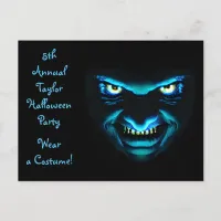 Creepy Blue Face Halloween Party Invites