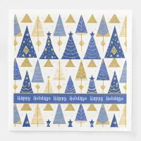 Blue Gold Christmas Merry Pattern#25 ID1009 Paper Dinner Napkins