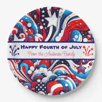 Red, White and Blue Patriotic Personalized Paper Plates