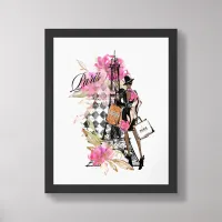 Paris Harlequin Shopping Girl  Framed Art