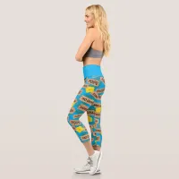 Hibiscus Flower Blue Hawaiian Beach Capri Leggings