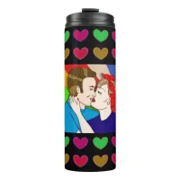 Retro 1950's Style Pop Art Couple Kissing Brunette Thermal Tumbler