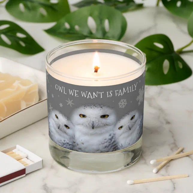 Funny Owl We Want Is Family Snowy Owls Snowflakes Scented Candle