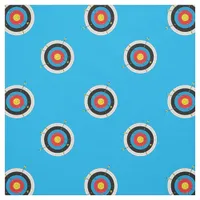 Archery Targets and Arrows Pattern on Blue Fabric