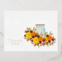 Sunflower Wedding Thank You Foil Holiday Postcard