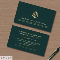 Elite Emerald Green Construction Business Card