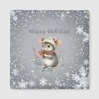 Cute Winter Mouse with Berries Magnet