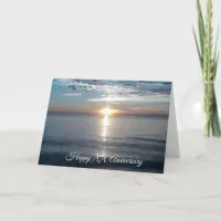 Personalized Year Anniversary Ocean Sunset Beach Card