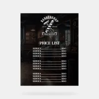 Professional Barber Shop Hair Stylist Price List Acrylic Sign