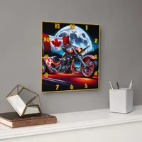 Custom motorcycle with Canadian flag Square Wall Clock