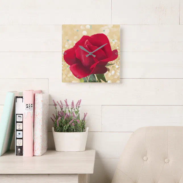 Rose rouge - Red rose  Square Wall Clock