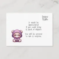 Baby diaper raffle enclosure card