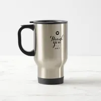 Minimal Script Heart Couple Thank You Monogrammed Travel Mug