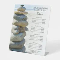 Rock Stack Cairn Spa Salon Services Menu Pedestal Sign