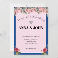 Watercolor blush elegant wedding invitations