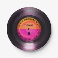 Personalized Retro Vinyl Record Birthday Party   Paper Plates