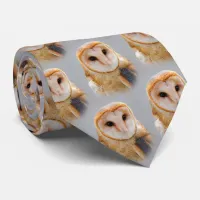 A Serene and Beautiful Barn Owl Neck Tie