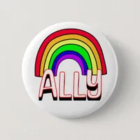 LGBTQIA+ Ally | Cute Rainbow and Heart Pride  Button