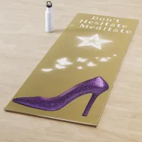 Purple Glitter High Heel Shoe on Gold | Yoga Mat