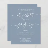 Budget Simple Dusty Blue Modern Wedding Invitation