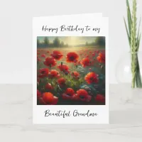 Pretty Red Poppy Field | Grandma's Birthday Card