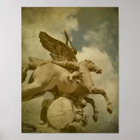 Angel and Horse Statue Poster