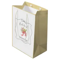 Yellow Watercolor Flowers Bow Bridal Shower  Medium Gift Bag