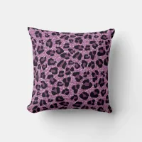 *~* Pink Glitter Black Spot Leopard Animal Pattern Throw Pillow