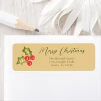 Holly Kitschy Holiday Red Green Gold Simple Cute Label