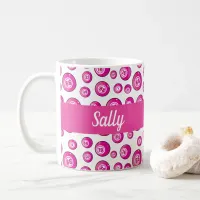 Bingo Balls Pink Personalised Coffee Mug