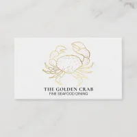 *~* Golden Crab Fine Dining by The Sea White Business Card