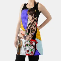 Pop Art Style Retro Lady Baking Apron